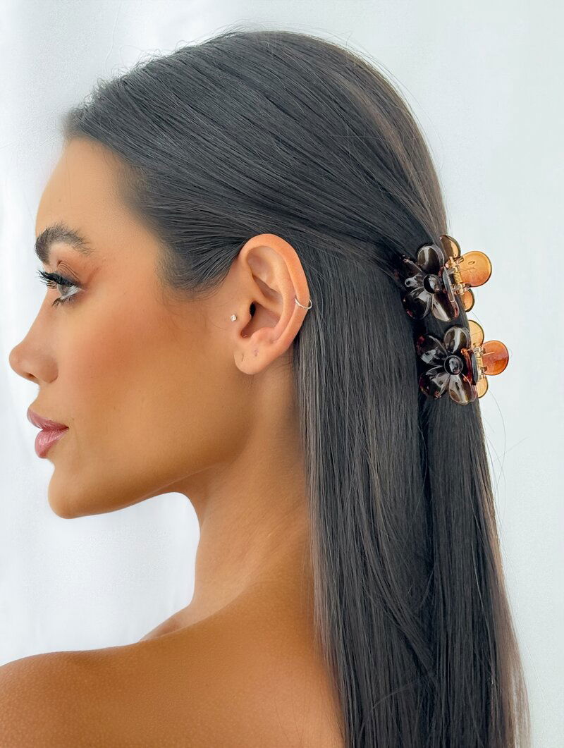 Kit Três Presilhas Flores de Acrílico