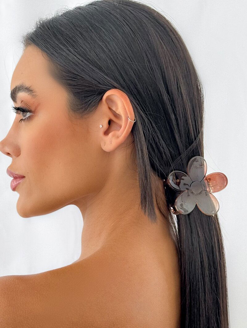 Kit Três Presilhas Flores de Acrílico