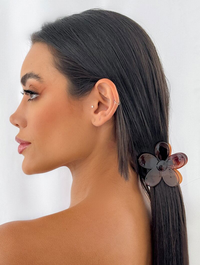 Kit Três Presilhas Flores de Acrílico