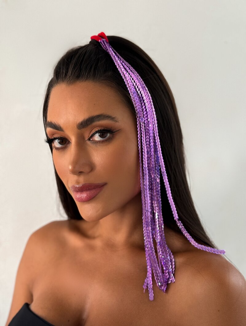 Lacinho de Cabelo com Franja de Lantejoulas