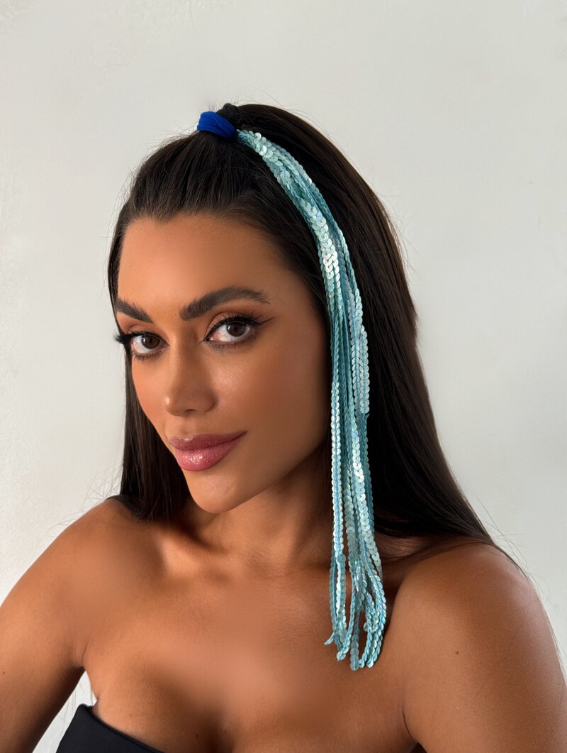 Lacinho de Cabelo com Franja de Lantejoulas