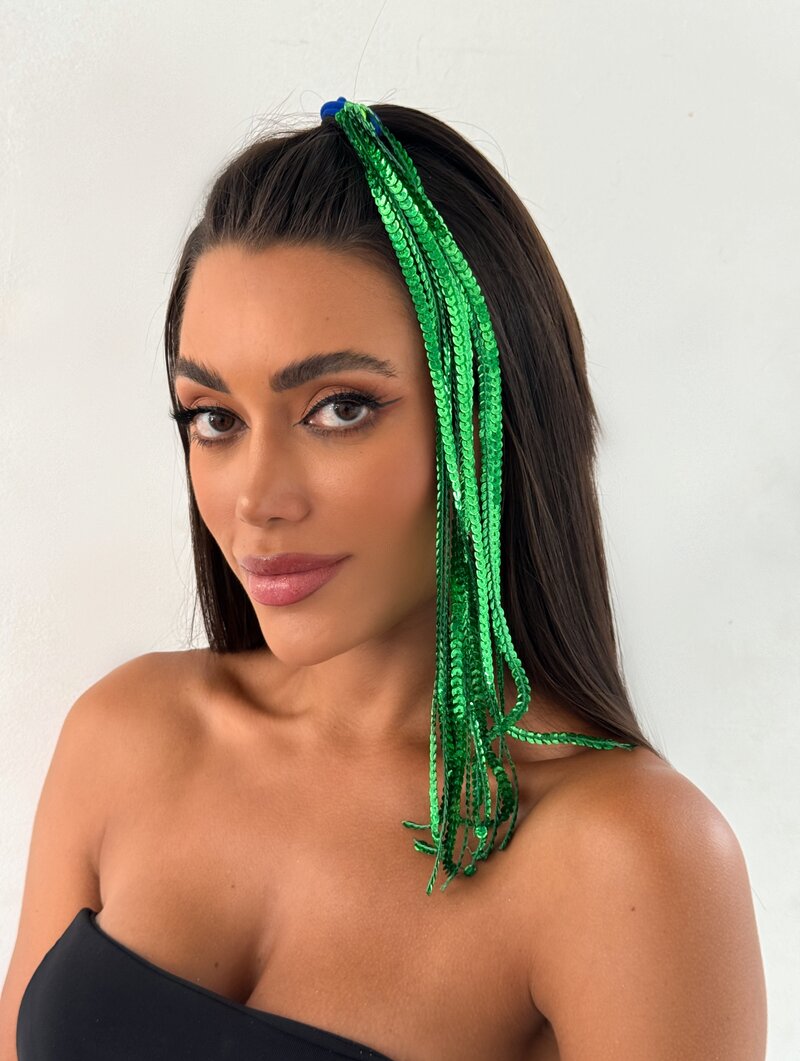 Lacinho de Cabelo com Franja de Lantejoulas