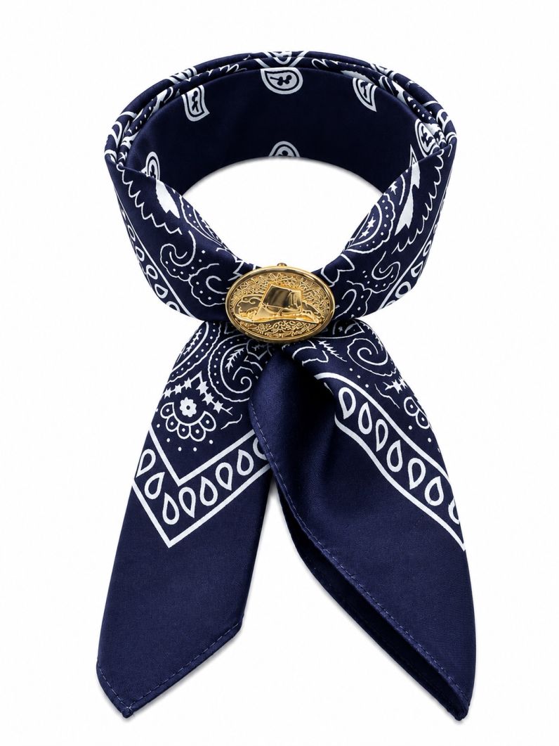 Lenço 50cm x 50cm Estampado Com Pingente Chapéu de Cowboy