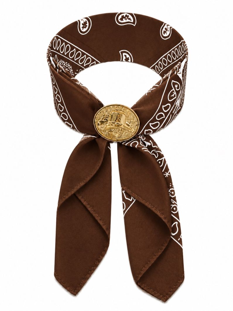 Lenço 50cm x 50cm Estampado Com Pingente Chapéu de Cowboy