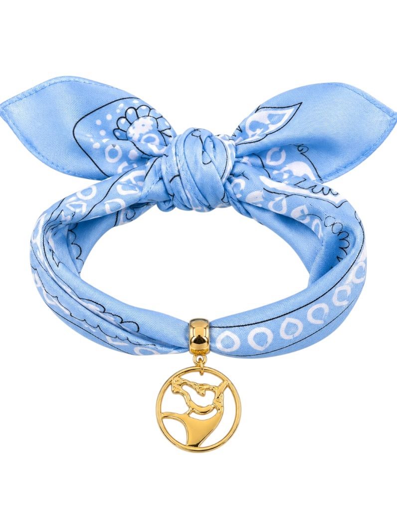 Lenço Estampado Pingente Cavalo Liso