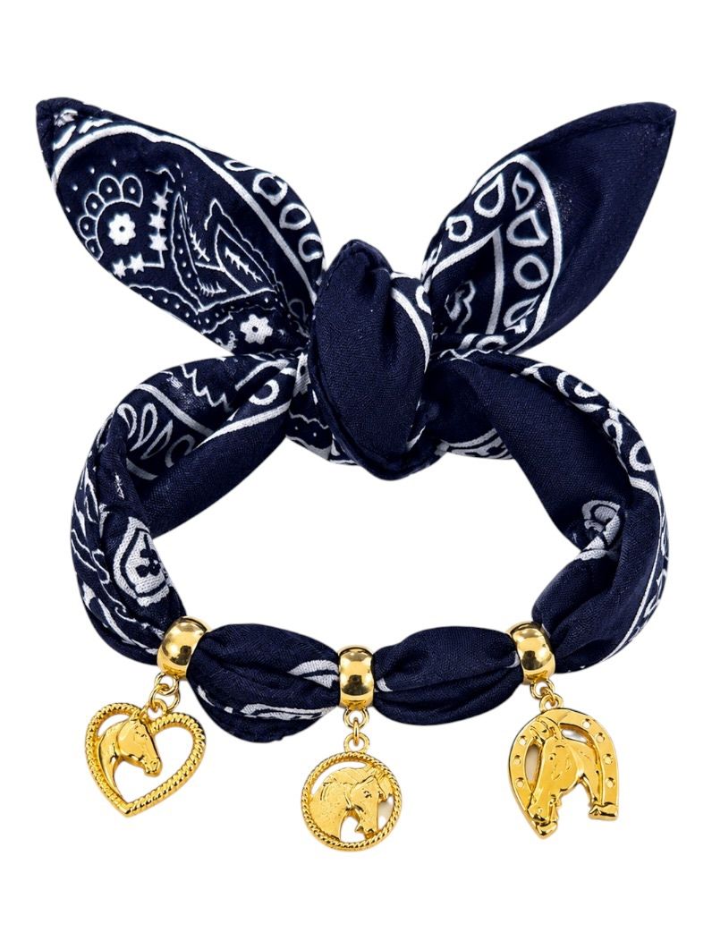 Lenço Estampado Pingentes Cavalos
