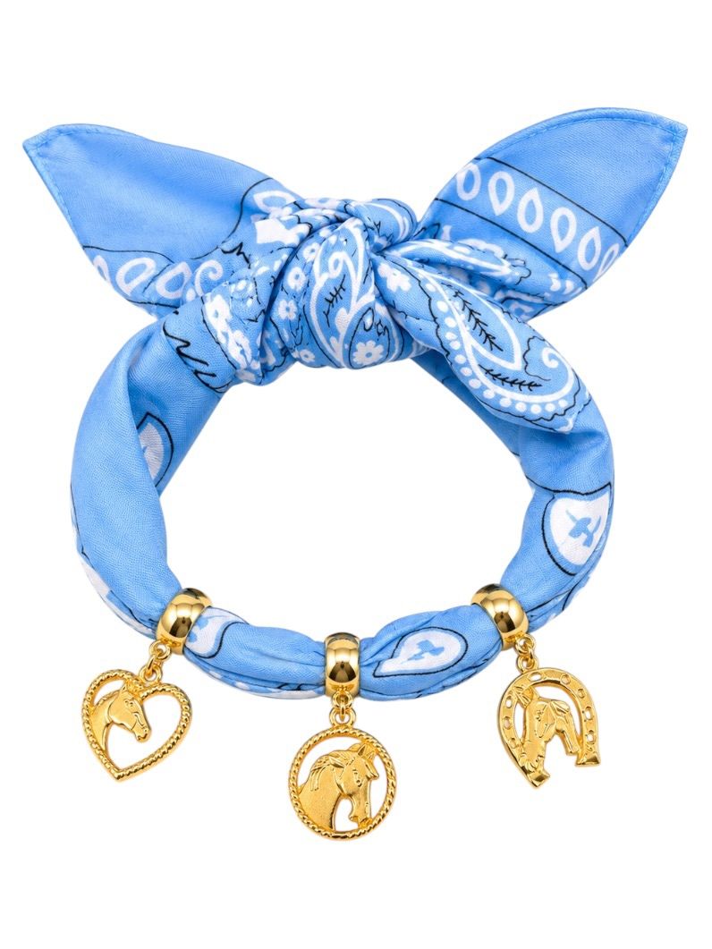 Lenço Estampado Pingentes Cavalos