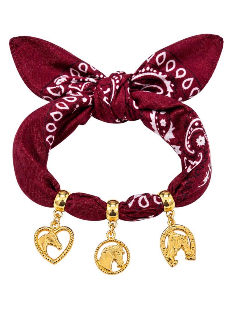 Lenço Estampado Pingentes Cavalos