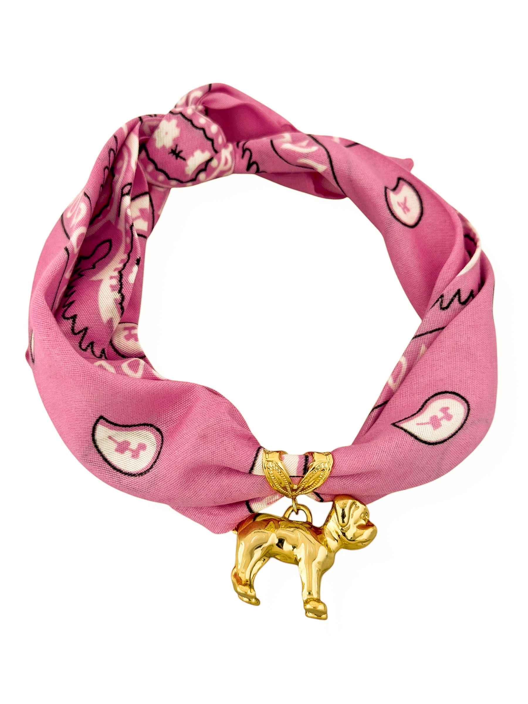 Lenço Rosa, Com Pingente Dog