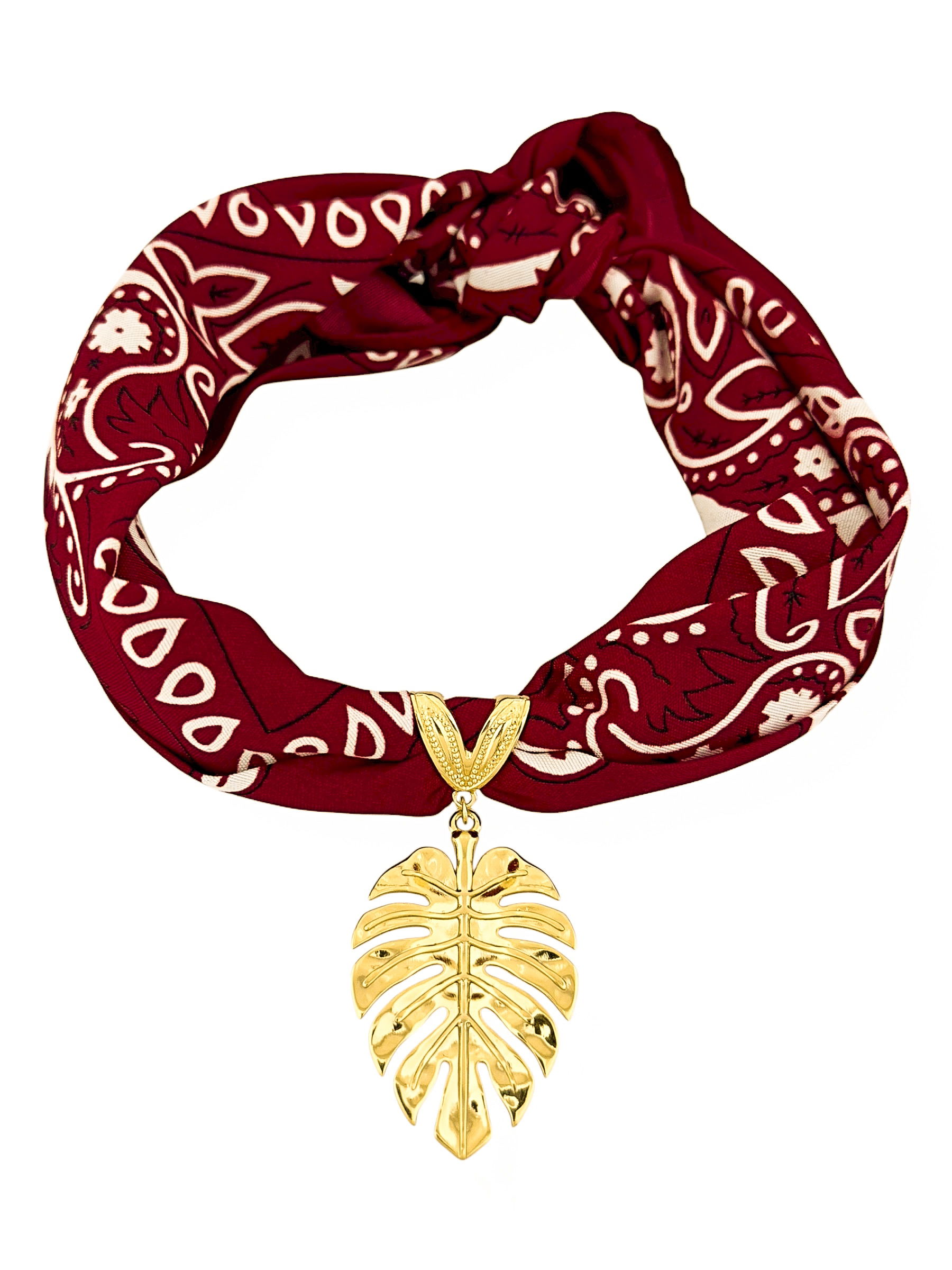 Lenço Vermelho, Pingente Design Folha De Adão