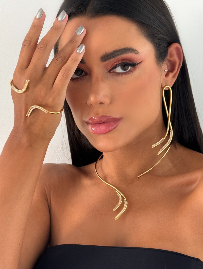 Palm Chain Folheado a Ouro 18k e Prata Aro Nicole