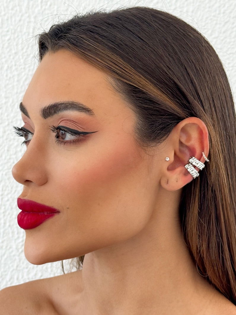 Piercing Duplo Folheado a Ouro 18k e Prata Martelado