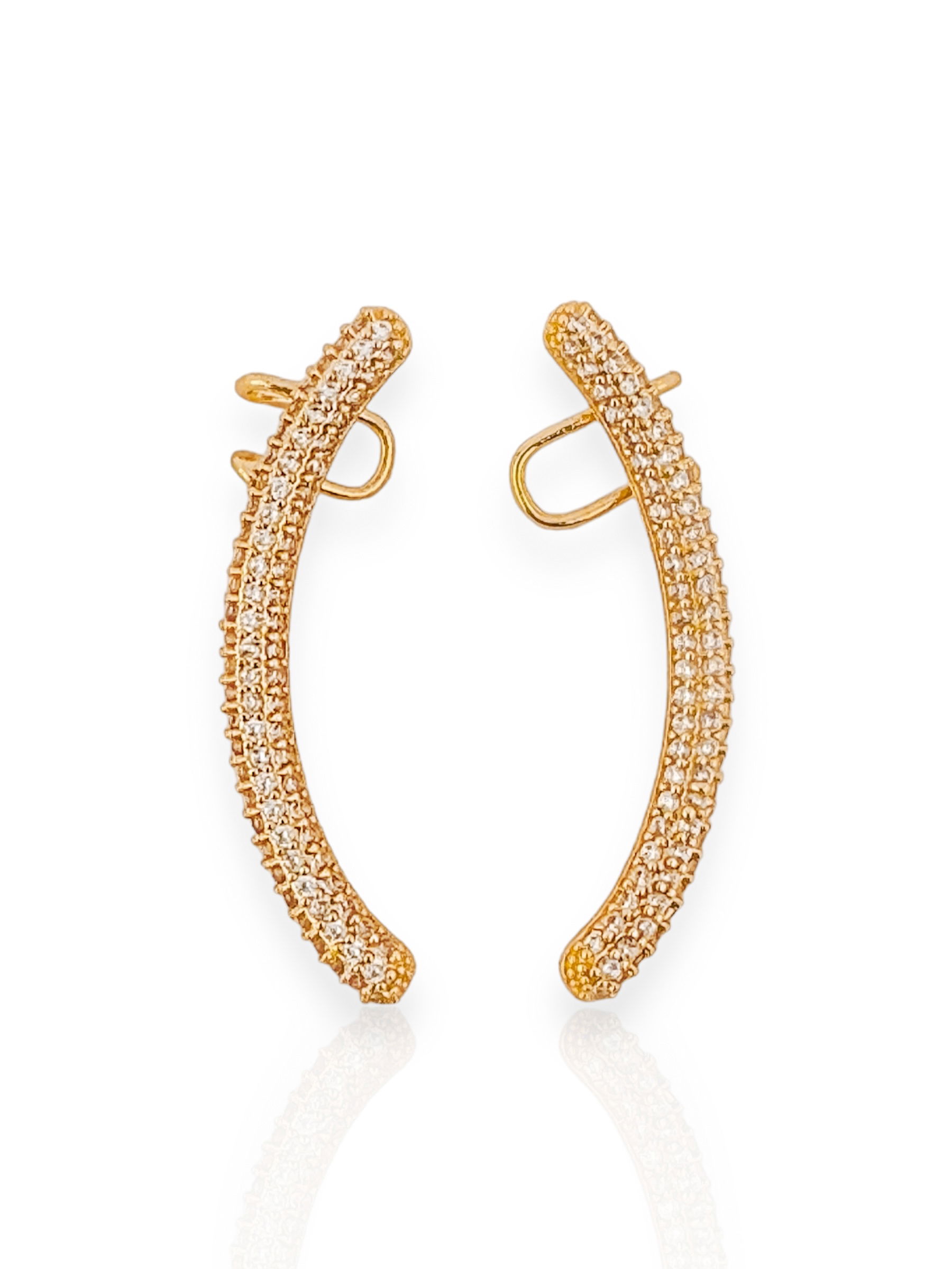 Piercing Ear Cuff fake folheado a ouro 18k e Prata Cravejado