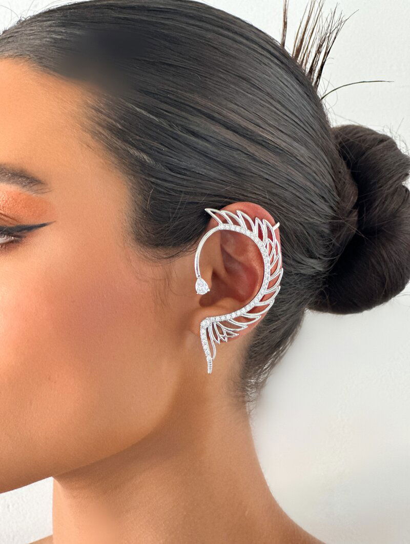 Piercing Ear Cuff Folheado a Ouro 18k e Prata Design Asas