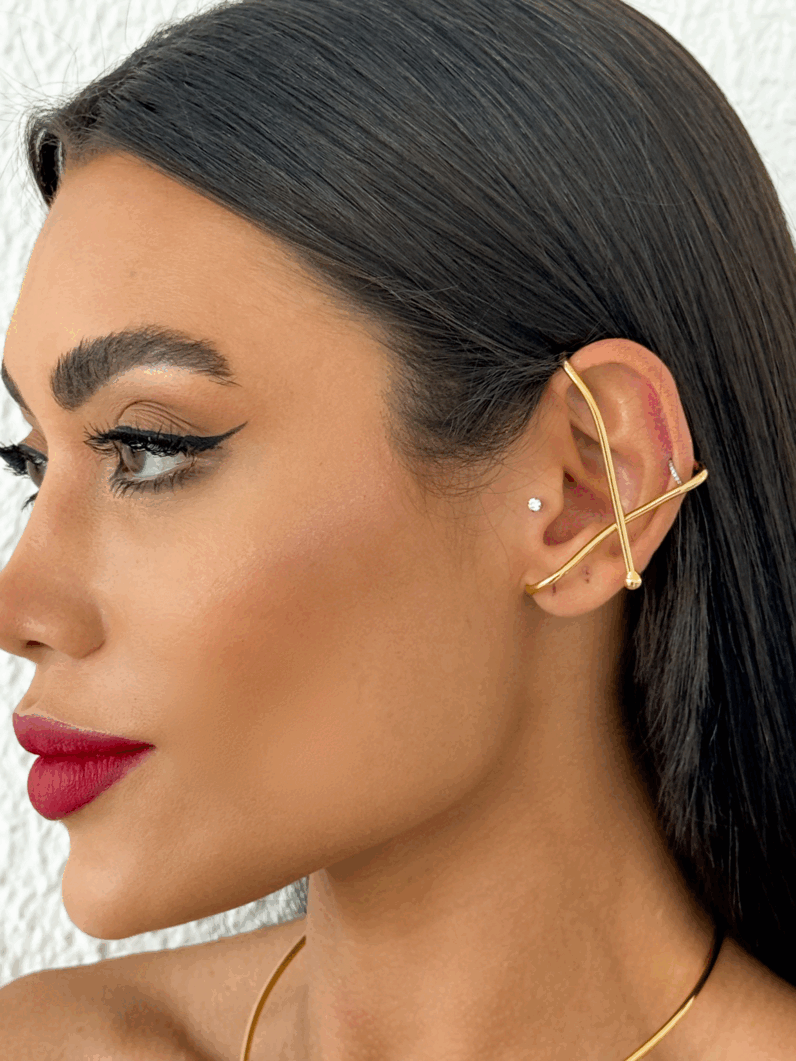 Piercing Ear Cuff Folheado a Ouro 18k e Prata Merida