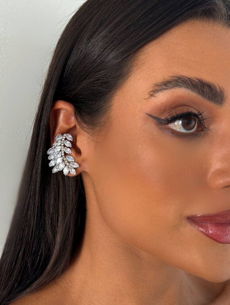 Piercing Ear Cuff Folheado a Ouro 18k e Prata Pedraria com Micro Zircônias