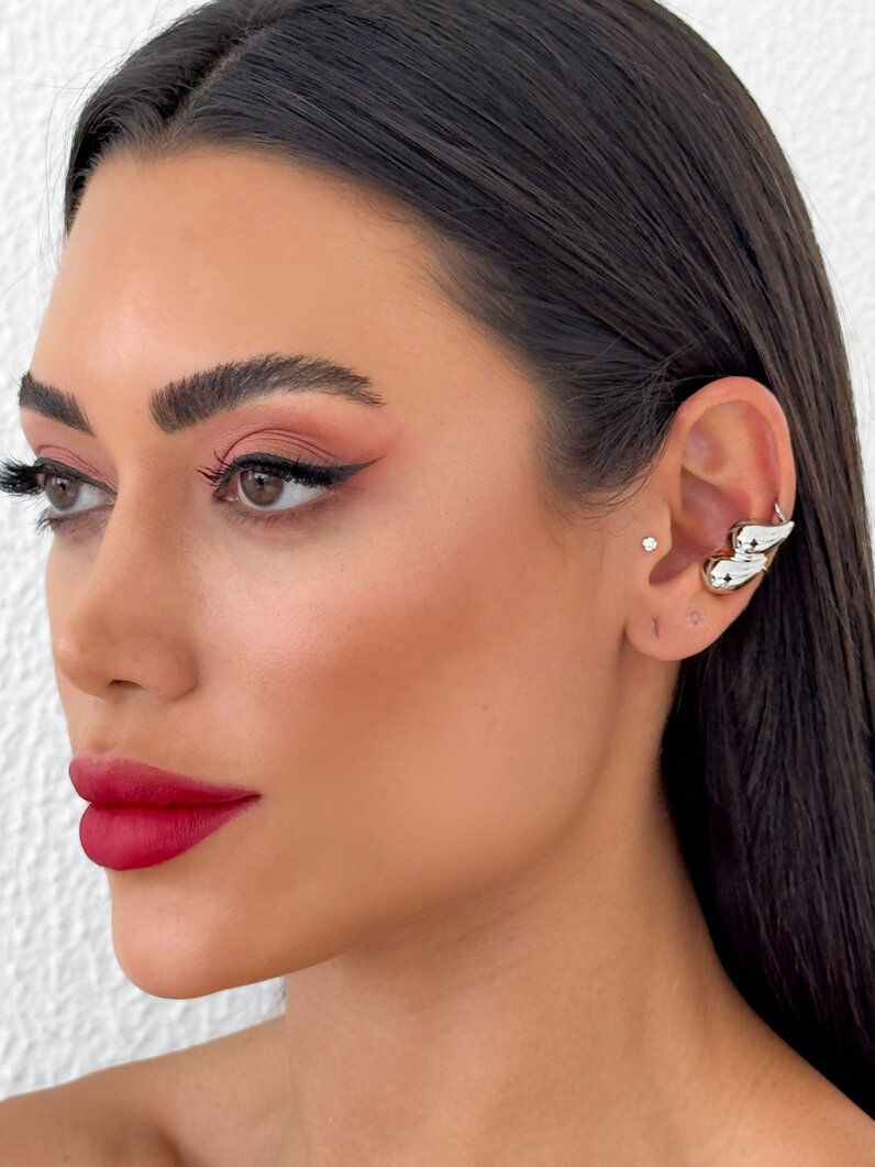 Piercing fake folheado a ouro 18k e Prata 925 Gota Vírgula Dupla P