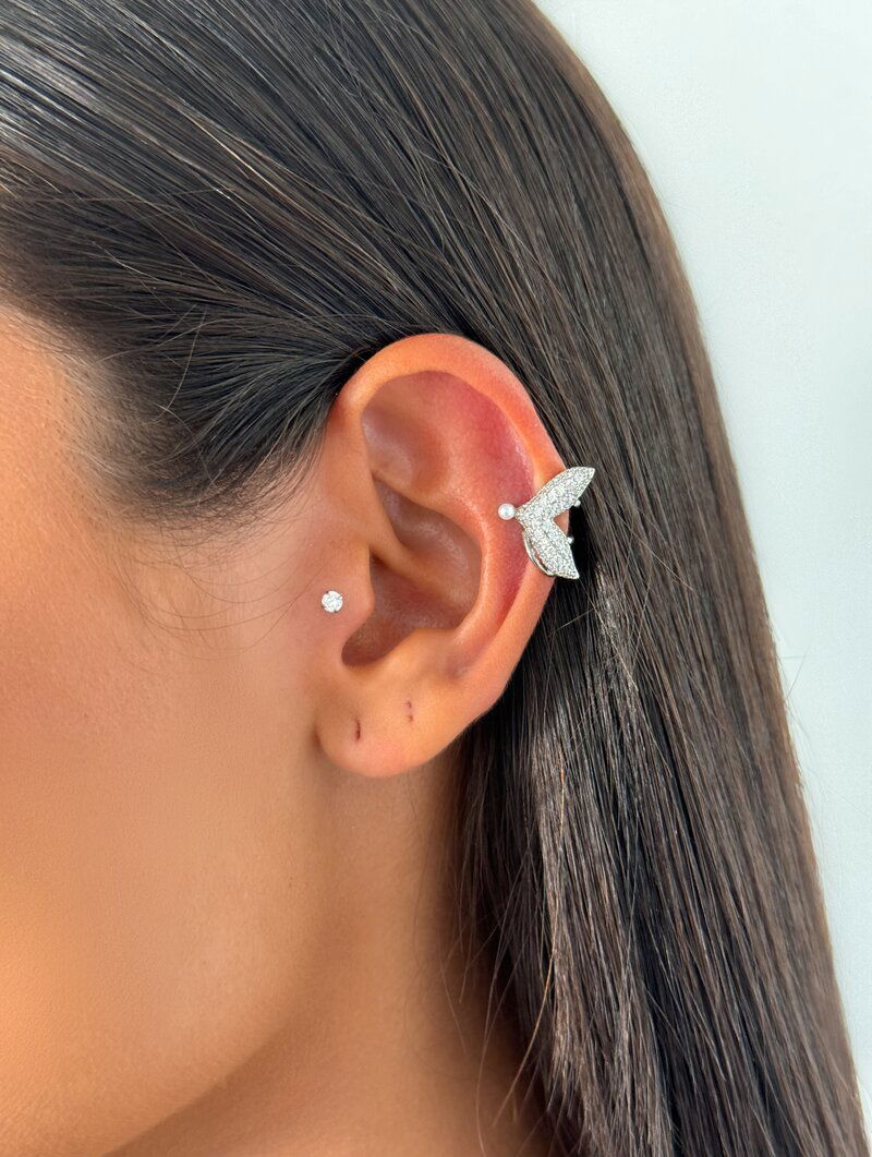 Piercing Fake Folheado a Ouro 18k e Prata Calda de Sereia