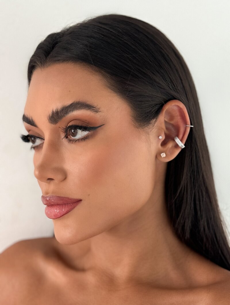Piercing Fake Folheado a Ouro 18k e Prata Cravejado com Micro Zircônias