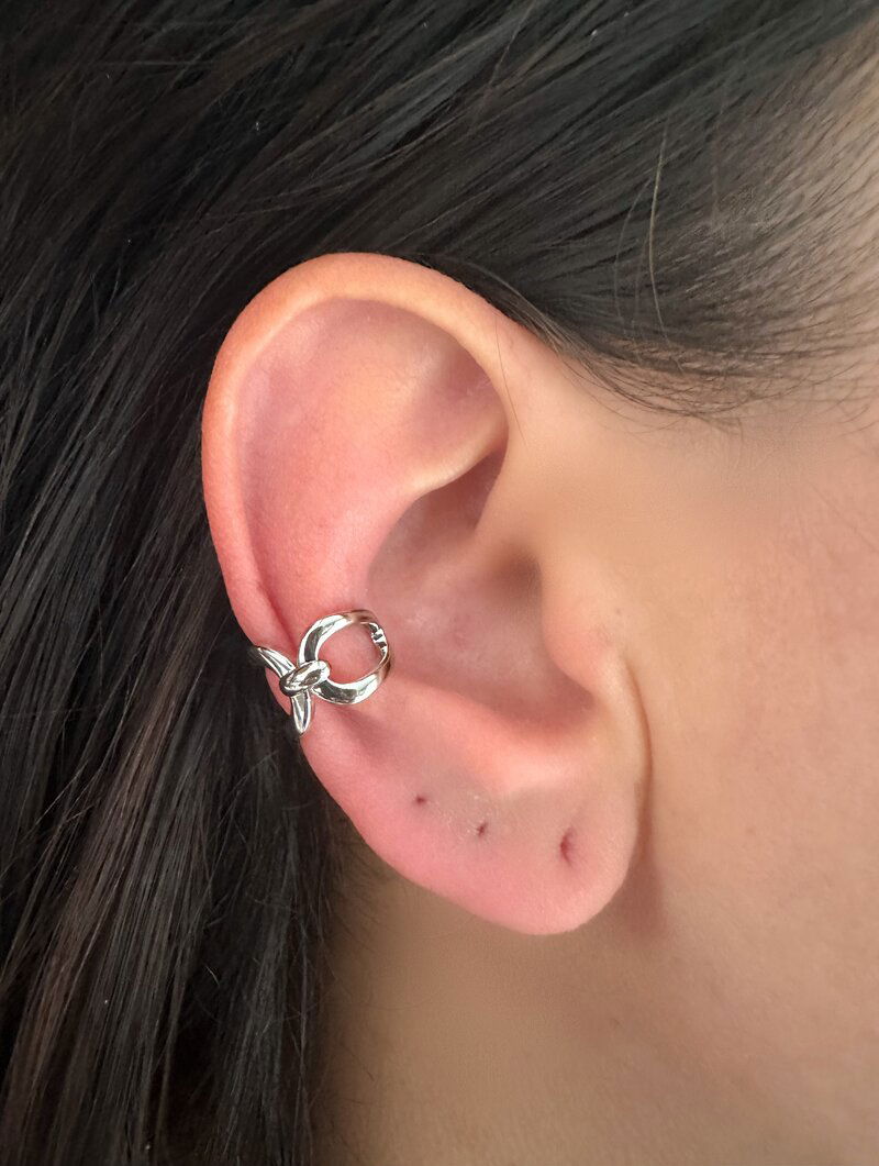 Piercing Fake Folheado a Ouro 18k e Prata Dois Elos Vazados