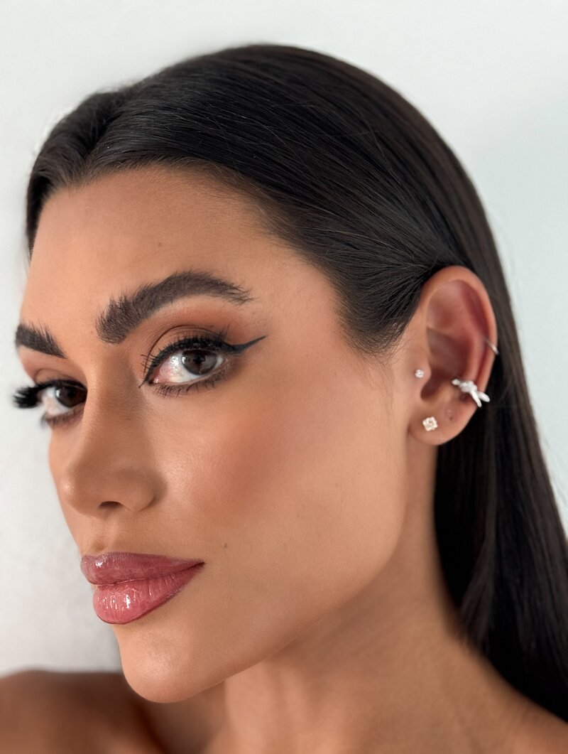 Piercing Fake Folheado a Ouro 18k e Prata Dois Fios com Nó Cravejado