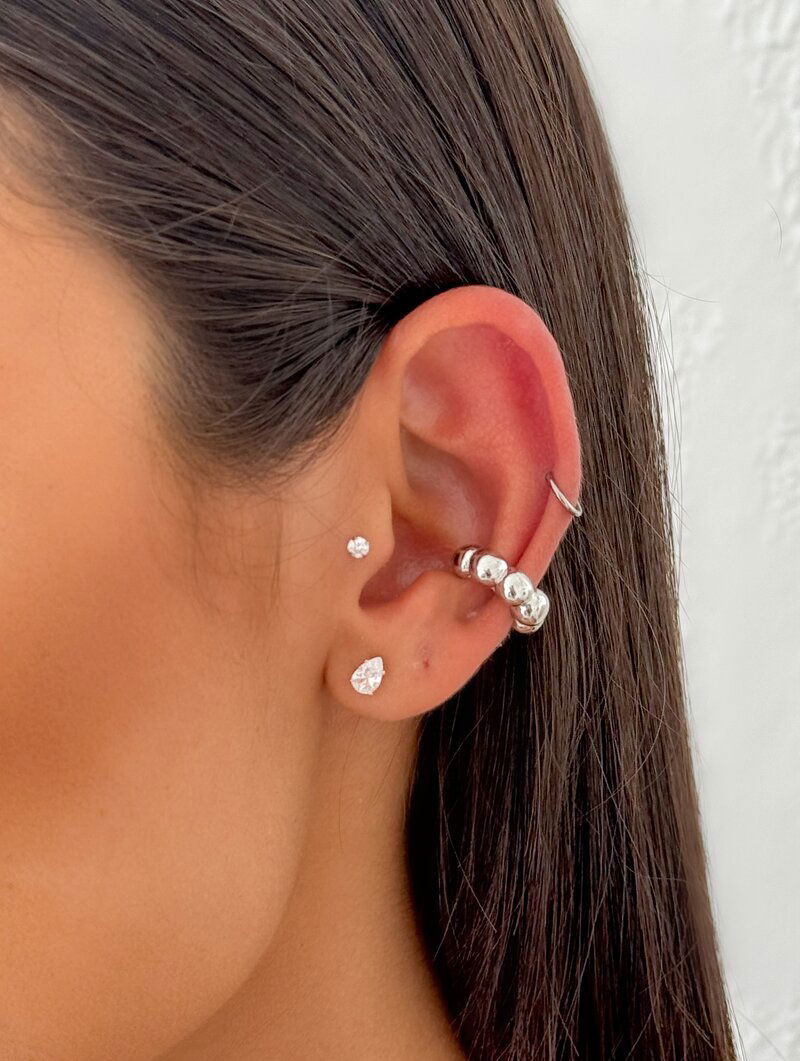Piercing Fake Folheado a Ouro 18k e Prata Esferas Lisas