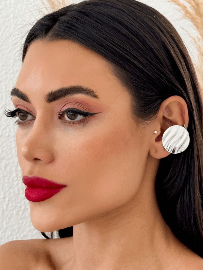 Piercing fake folheado a ouro 18k e Prata Formato Geometrico Trabalhado