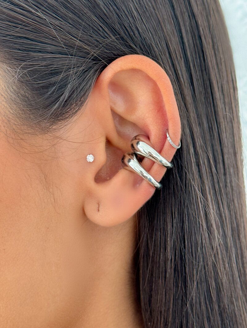 Piercing Fake Folheado a Ouro 18k e Prata Gota Lisa