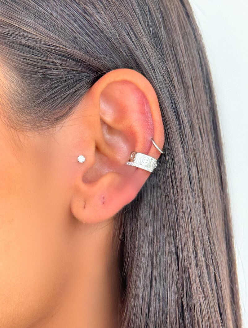 Piercing Fake Folheado a Ouro 18k e Prata Inspiração Joalheria