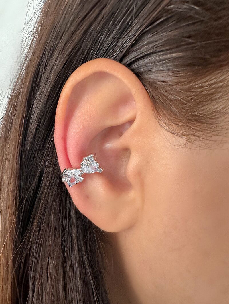 Piercing Fake Folheado a Ouro 18k e Prata Laço de Zircônia