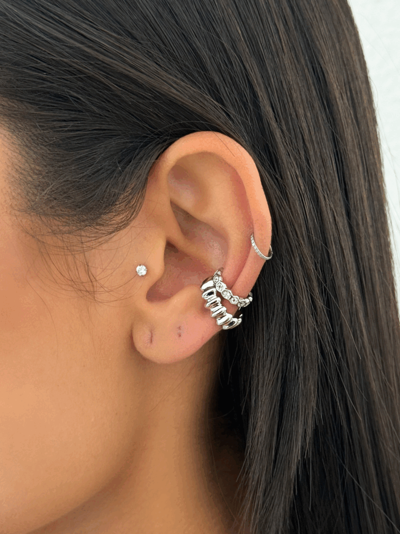 Piercing fake folheado a ouro 18k e Prata Martelado