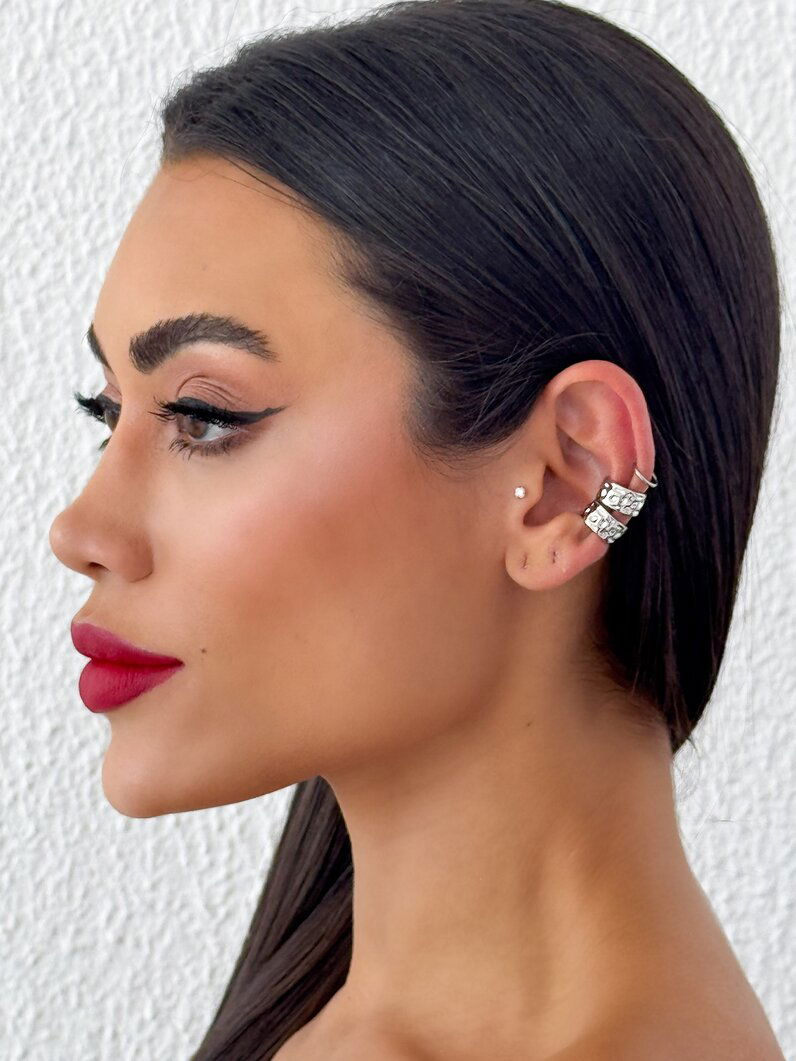 Piercing Fake Folheado a Ouro 18k e Prata Martelado