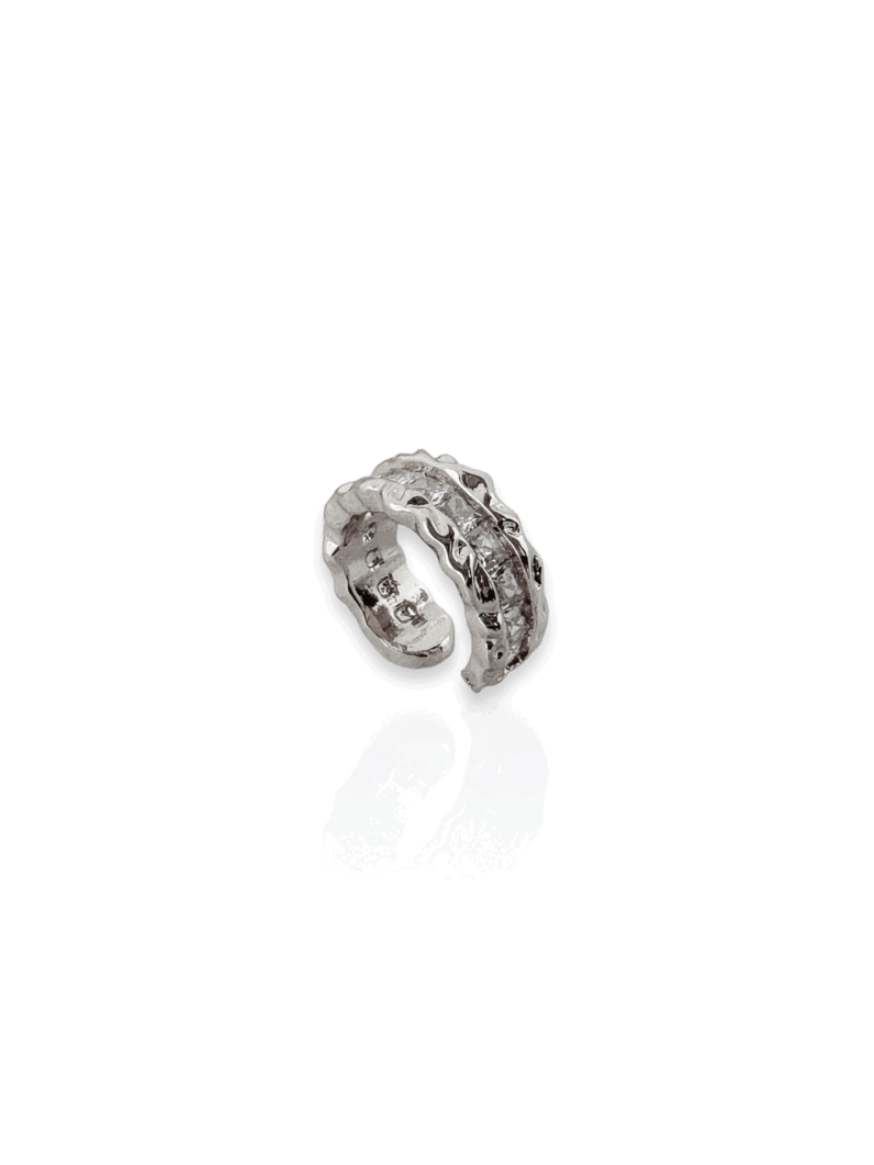 Piercing fake folheado a ouro 18k e Prata Martelado com Zircônia