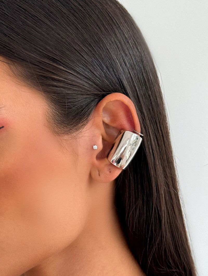 Piercing Fake Folheado a Ouro 18k e Prata Maxi Liso