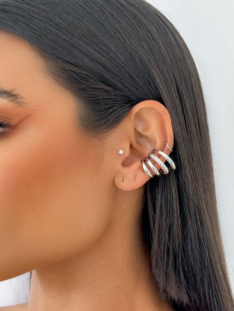 Piercing Fake Folheado a Ouro 18k e Prata Maxi Quatro Fios