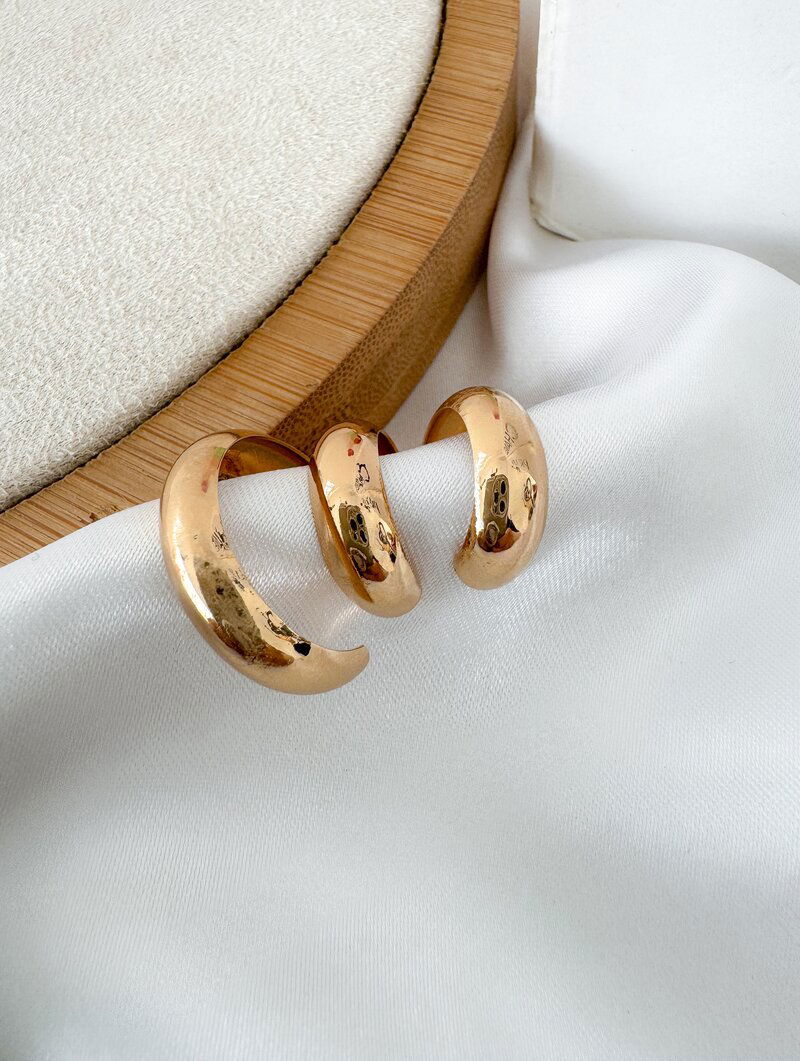 Piercing Fake Folheado a Ouro 18k e Prata Maxi Três Fios