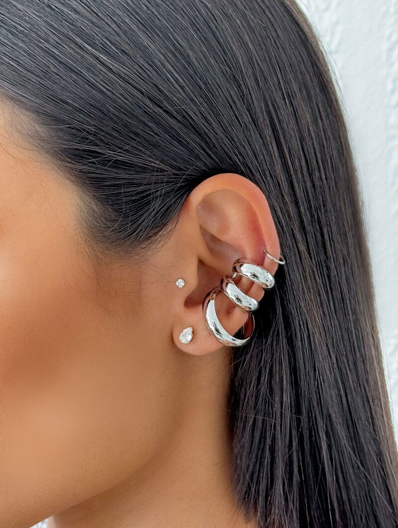 Piercing Fake Folheado a Ouro 18k e Prata Maxi Três Fios