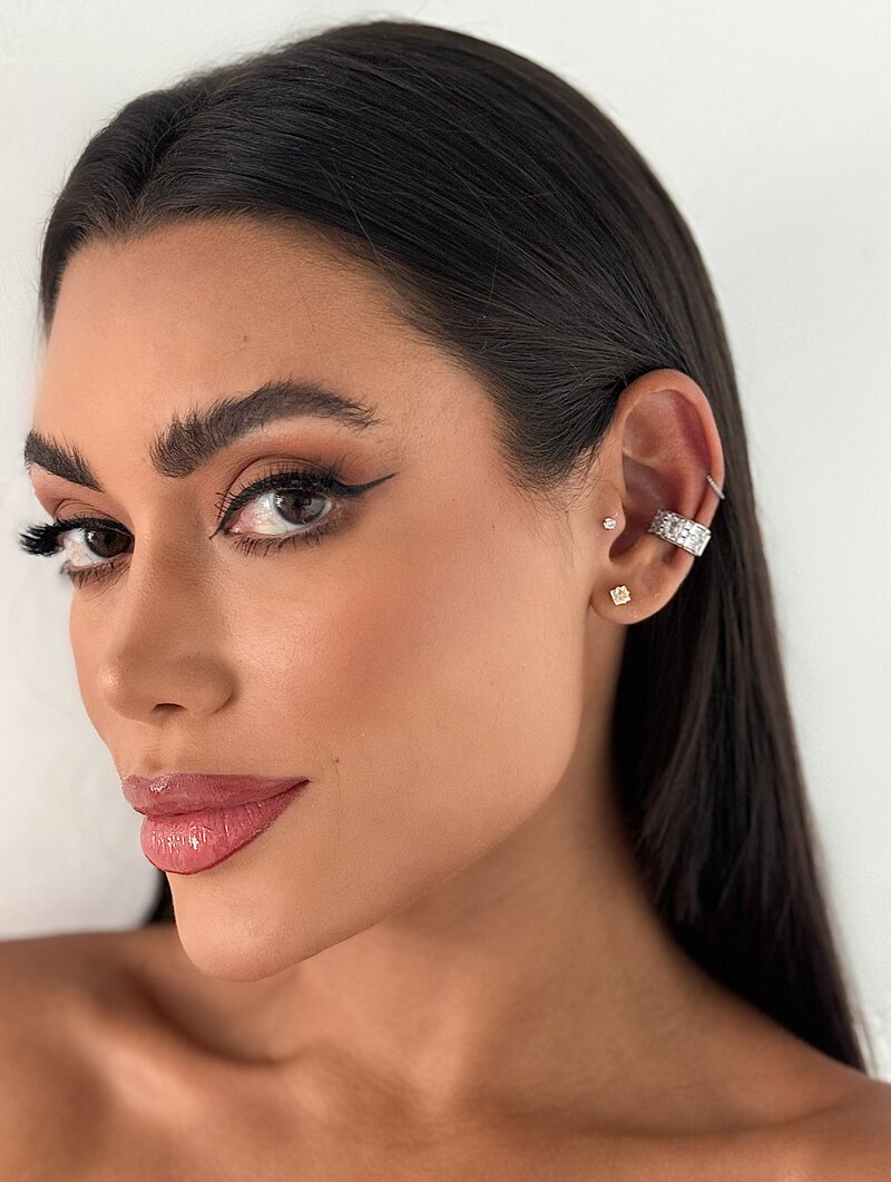 Piercing Fake Folheado a Ouro 18k e Prata Navetes e Micro Zircônias