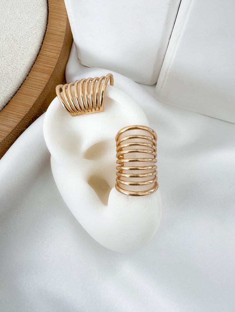 Piercing Fake Folheado a Ouro 18k e Prata Nove Fios Lisos