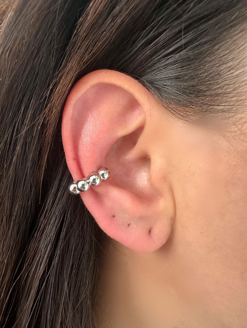 Piercing Fake Folheado a Ouro 18k e Prata Quatro Esferas Lisas