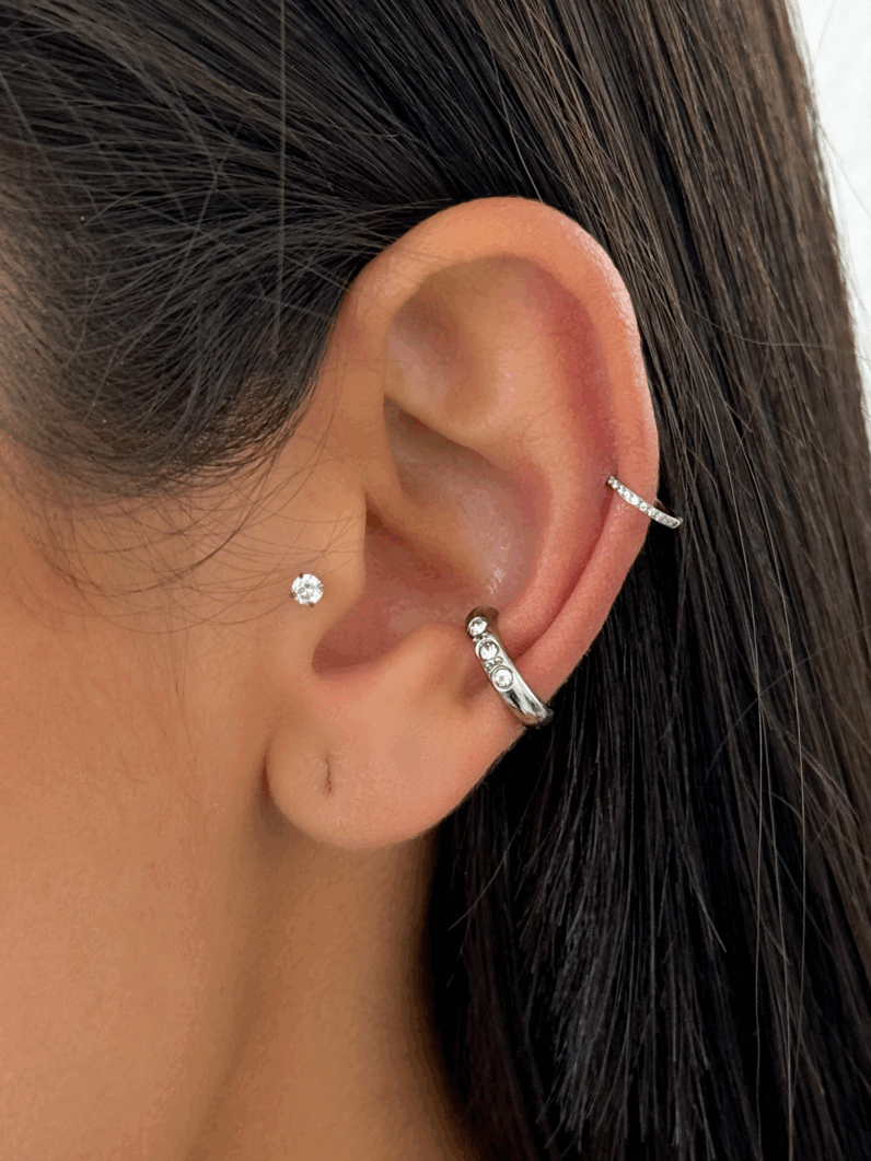 Piercing fake Semi Joia Com Ponto de Luz