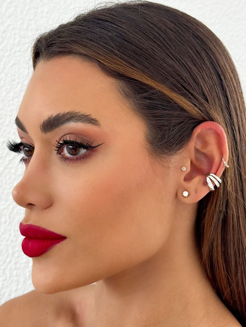 Piercing Folheado a Ouro 18k e Prata 3 Fios Lisos