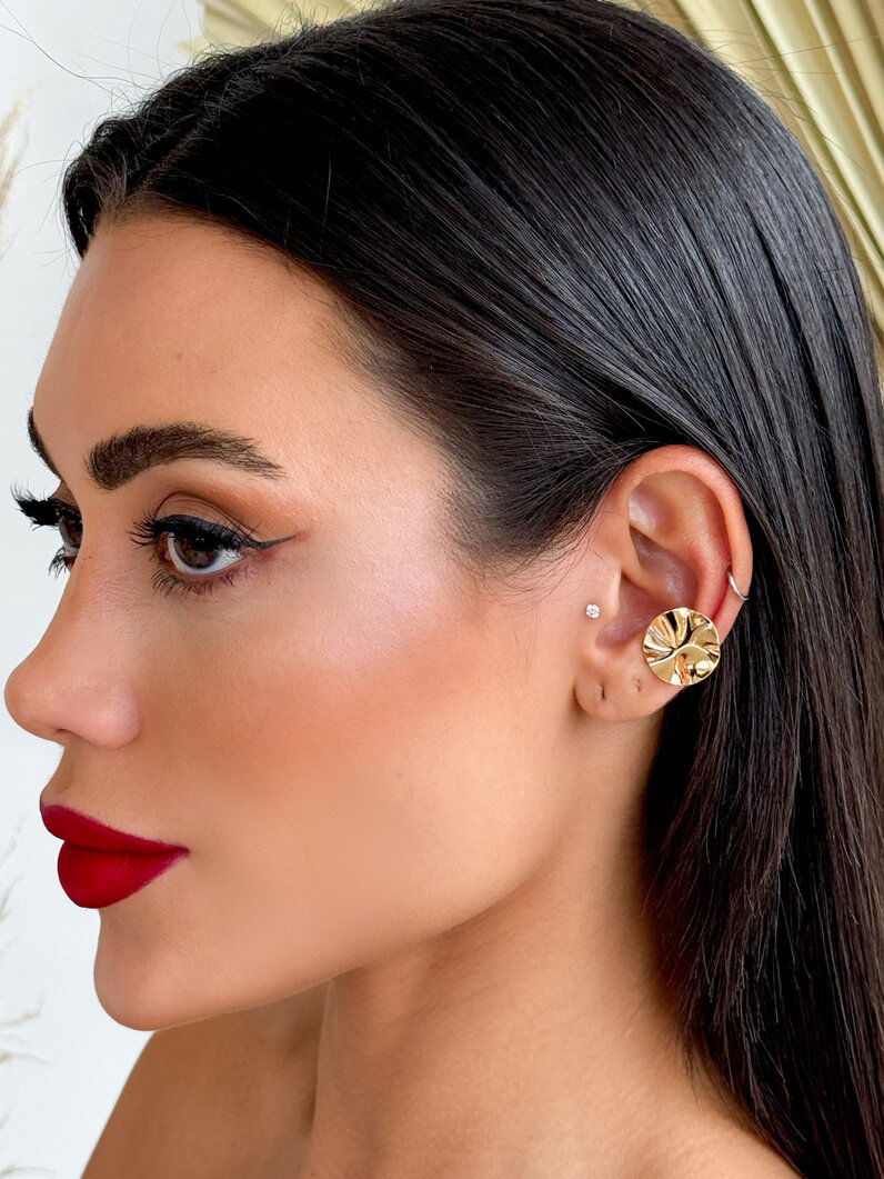 Piercing Folheado a Ouro 18K e Prata 925 Botton Martelado Liso
