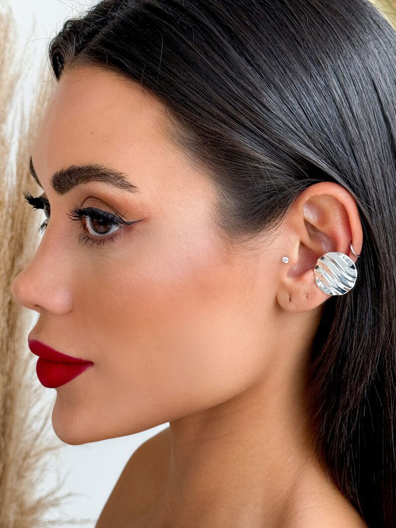 Piercing Folheado a Ouro 18K e Prata 925 Botton Martelado Ondulado