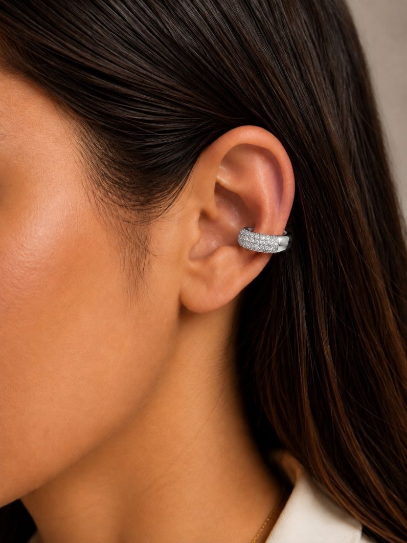 Piercing Folheado a Ouro 18k e Prata Argola Cravejada