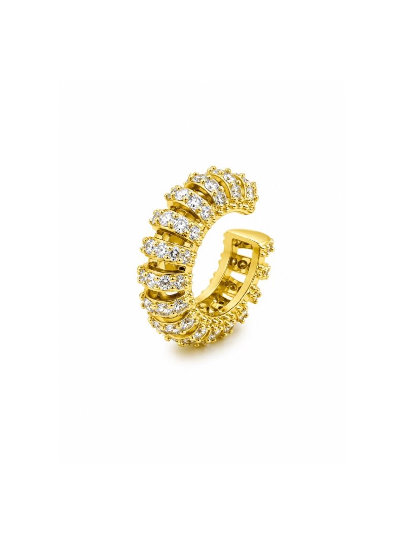 Piercing Folheado a Ouro 18k e Prata Aro Cravejado Vazado