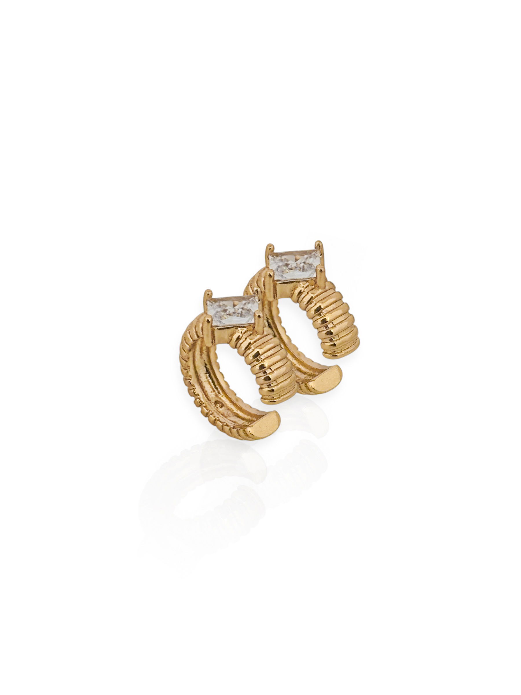 Piercing Folheado a Ouro 18k e Prata Com pontos de Luz Quadrado