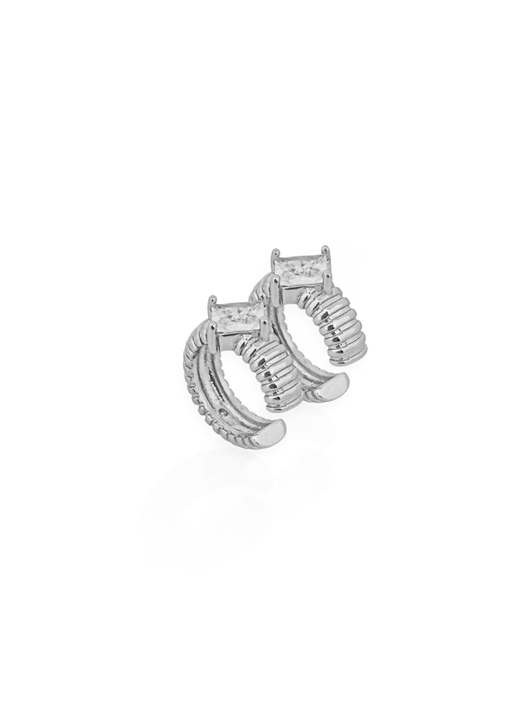 Piercing Folheado a Ouro 18k e Prata Com pontos de Luz Quadrado