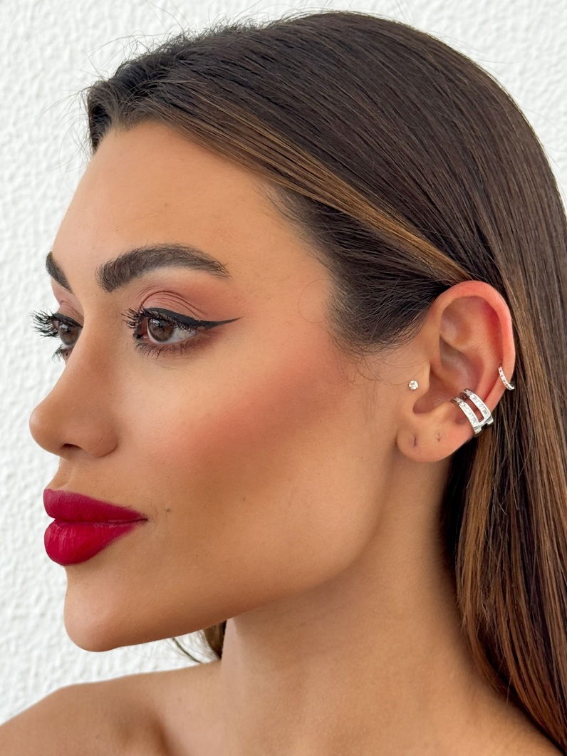 Piercing Folheado a Ouro 18k e Prata Com Zircônia