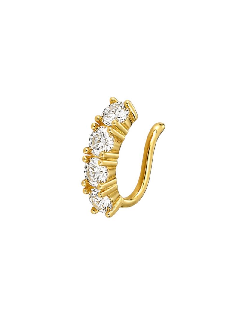 Piercing Folheado a Ouro 18k e Prata Com Zircônias